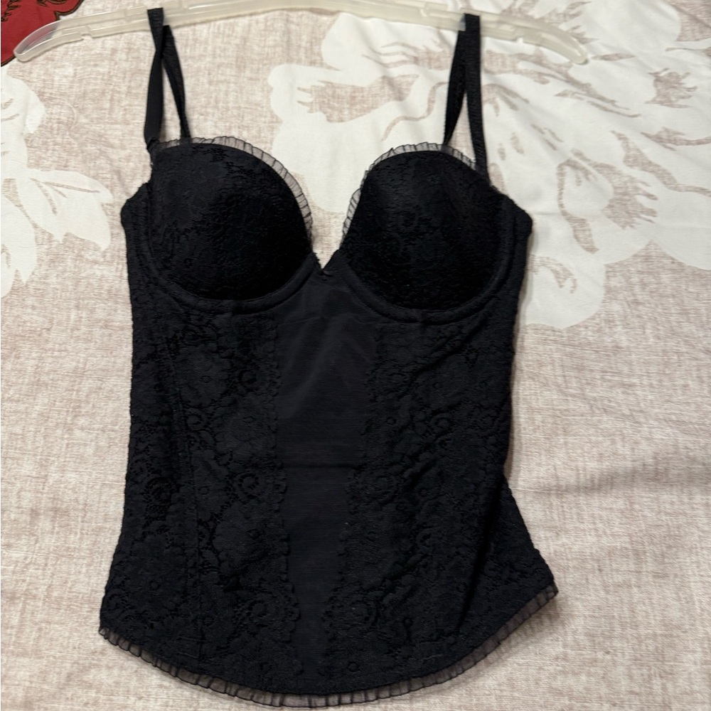 Maidenform Black Lace Corset Top